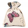 Pouches like linen with printing 12 x 15 cm - natural / butterfly Small bags 12x15 cm