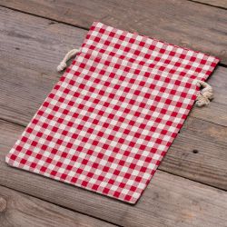Pouch like linen with printing 18 x 24 cm - natural / red trellis For children