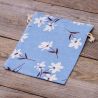Pouch like linen with printing 18 x 24 cm - natural / blue flowers For children