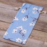 Pouch like linen with printing 16 x 37 cm - natural / blue flowers On the move