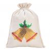 Bag like linen with printing 26 x 35 cm - natural / Christmas Bells Christmas bag