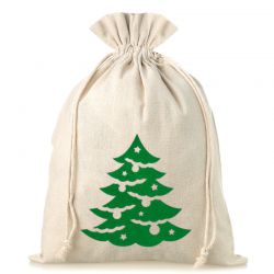 Bag like linen with printing 26 x 35 cm - natural / Christmas tree Christmas bag