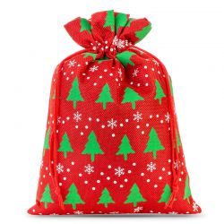Jute bag 40 x 55 cm - red / Christmas tree Christmas bag