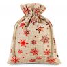 Burlap bag 12 x 15 cm - natural / stars Christmas bag