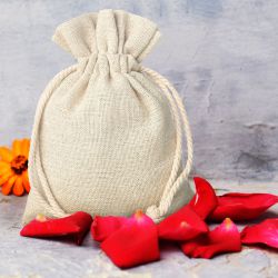 Pouches like linen 6 x 8 cm - natural Valentine's Day