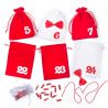 Advent calendar velour bags, sized 15 x 20 cm - red and white + white and red numbers Velvet pouch