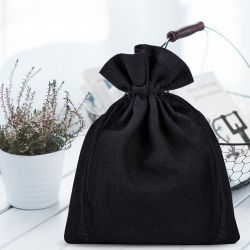 Cotton pouches 18 x 24 cm - black Black bags