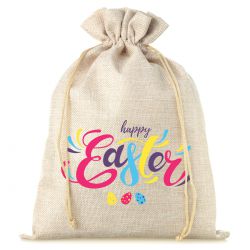 jute bag,  sized 30 x 40 cm, printed with the text “Happy Easter” Valentine's Day