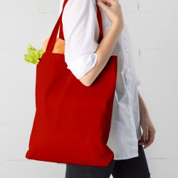 Cotton grocery tote bag 38 x 42 cm with long handles - red Cotton bags