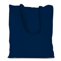 Cotton grocery tote bag 38 x 42 cm with long handles - navy blue Shopping and kitchen storage solutions