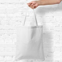 Cotton grocery tote bag 38 x 42 cm with long handles - white Cotton bags
