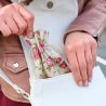 Pouches like linen with printing 11 x 14 cm - natural / roses Occasional bags