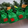 Green Jute Bags Advent Calendar, 13 x 18 cm + red numbers Printed organza bags