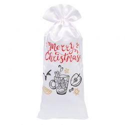 Satin pouch 16 x 37 cm with print – mulled wine Christmas bag