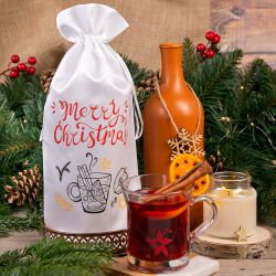Satin pouch 16 x 37 cm with print – mulled wine Satin bags