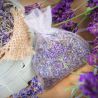 Organza bags 7 x 9 cm - white with print lavender Lavender pouches