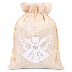 Jute bag 26 x 35 cm - white angel Christmas bag
