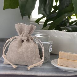 Natural pure linen pouches 8 x 10 cm Small bags