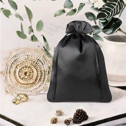 Satin bags 26 x 35 cm - black Bags with quick and easy closure