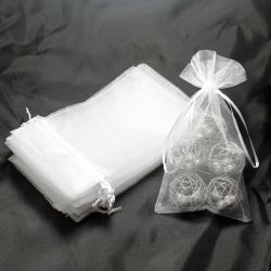 Organza bags 11 x 20 cm - white Thanks to guests