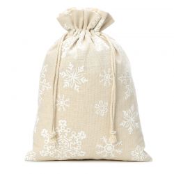 Bag like linen with printing 30 x 40 cm - natural / snow Christmas bag