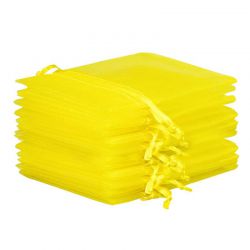 Organza bags 7 x 9 cm - yellow Easter