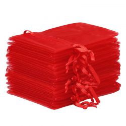Organza bags 9 x 12 cm - red Valentine's Day