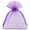 Organza bags 10 x 13 cm - purple dark with print (lavender) 2 Dark purple bags